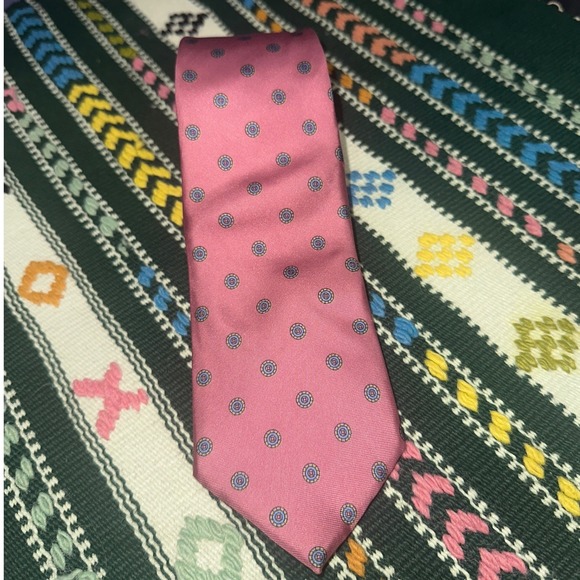 Wembley Other - Wembley Pink Silk Medallion Print Tie Classic Vintage Menswear